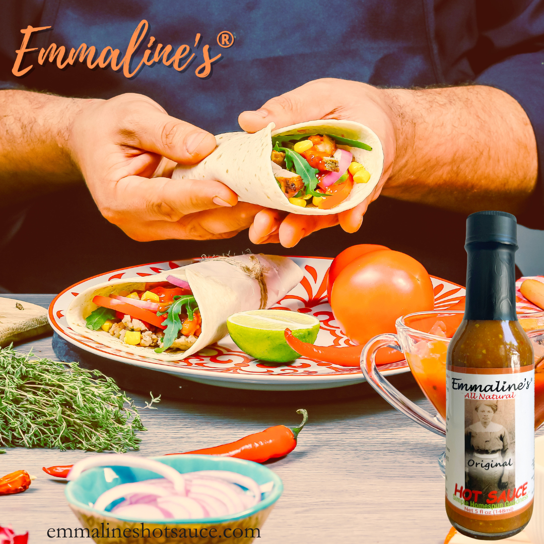 Ultimate Burrito using Emmaline's All Natural Hot Sauces